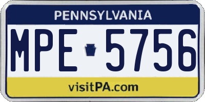 PA license plate MPE5756