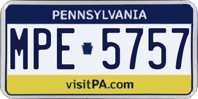PA license plate MPE5757