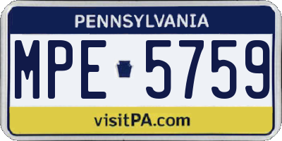 PA license plate MPE5759