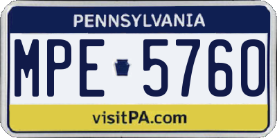 PA license plate MPE5760