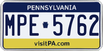 PA license plate MPE5762