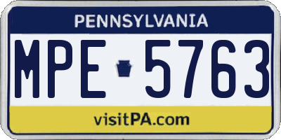 PA license plate MPE5763