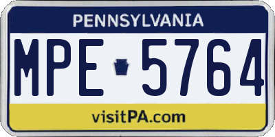 PA license plate MPE5764