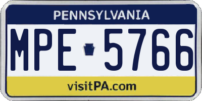 PA license plate MPE5766