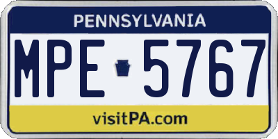 PA license plate MPE5767