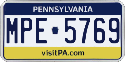 PA license plate MPE5769
