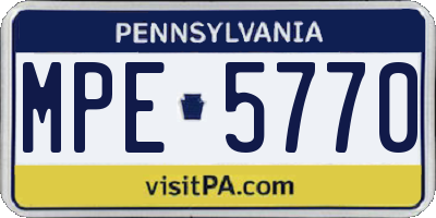 PA license plate MPE5770