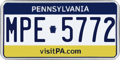 PA license plate MPE5772