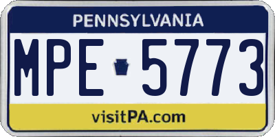PA license plate MPE5773