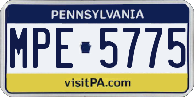 PA license plate MPE5775
