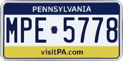 PA license plate MPE5778