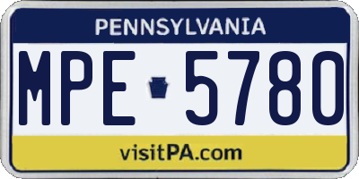 PA license plate MPE5780