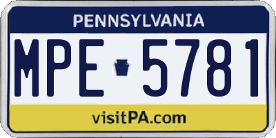 PA license plate MPE5781