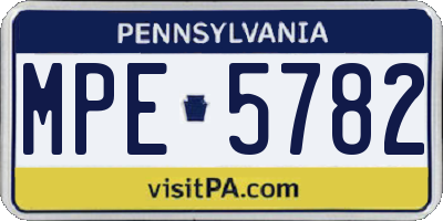 PA license plate MPE5782