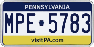 PA license plate MPE5783