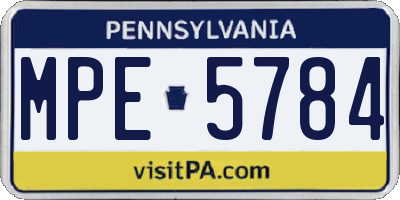 PA license plate MPE5784