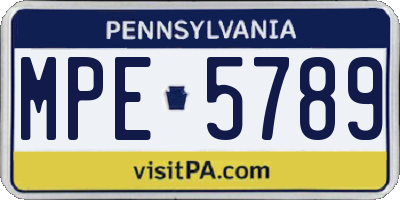PA license plate MPE5789