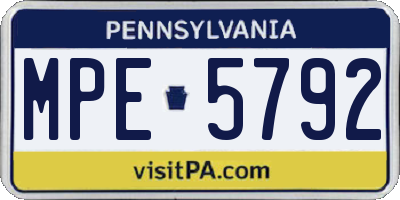 PA license plate MPE5792
