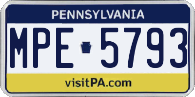 PA license plate MPE5793