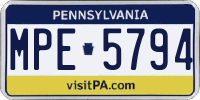 PA license plate MPE5794