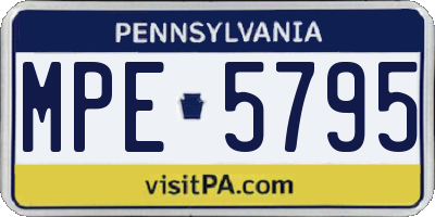 PA license plate MPE5795