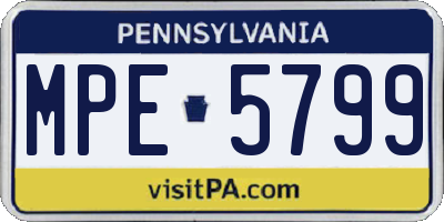 PA license plate MPE5799