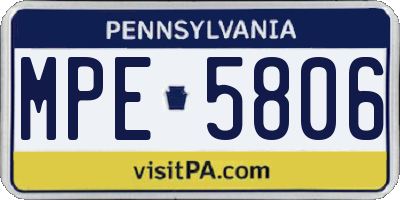 PA license plate MPE5806