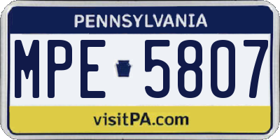 PA license plate MPE5807