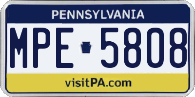 PA license plate MPE5808