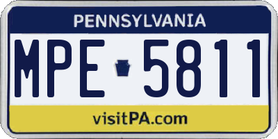 PA license plate MPE5811
