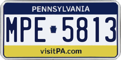 PA license plate MPE5813