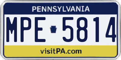PA license plate MPE5814