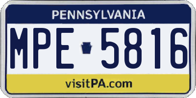 PA license plate MPE5816