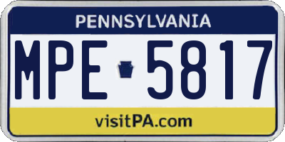 PA license plate MPE5817