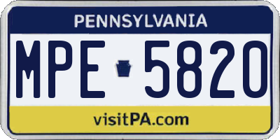 PA license plate MPE5820
