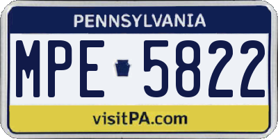 PA license plate MPE5822