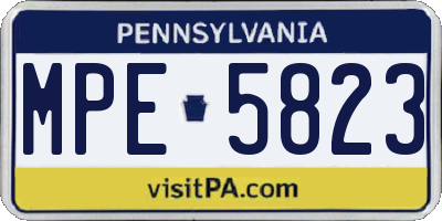 PA license plate MPE5823