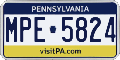 PA license plate MPE5824
