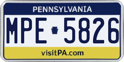 PA license plate MPE5826