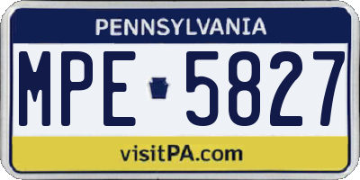 PA license plate MPE5827