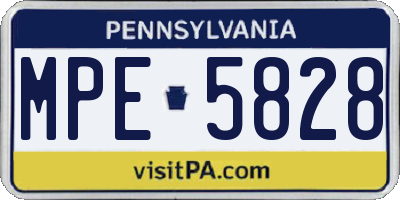 PA license plate MPE5828