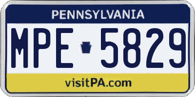 PA license plate MPE5829