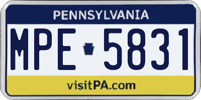 PA license plate MPE5831