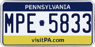 PA license plate MPE5833
