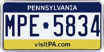 PA license plate MPE5834