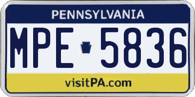PA license plate MPE5836