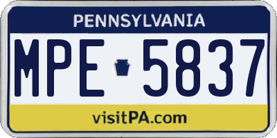 PA license plate MPE5837