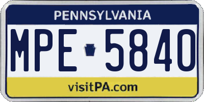 PA license plate MPE5840