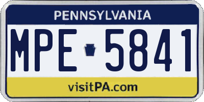 PA license plate MPE5841