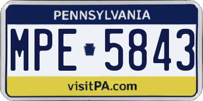 PA license plate MPE5843